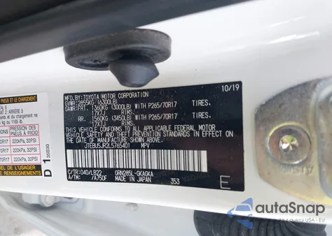 2020 Toyota 4Runner Sr5 Premium z USA, uszkodzony, nr VIN JTEBU5JR2L5765401